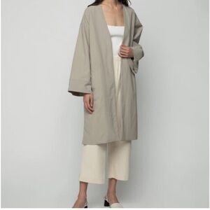 Oak + Fort Tan‎ Collarless Midi Lightweight Lined Open Jacket Coat Sz M